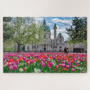 St. Charles Church in spring in Vienna, Austria Jigsaw Puzzle