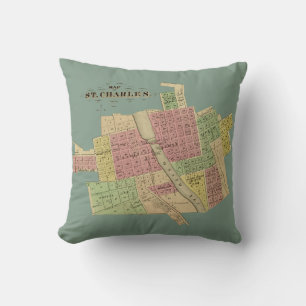 St Charles ILLINOIS 1871 MAP FOX RIVER KANE COUNTY Throw Pillow