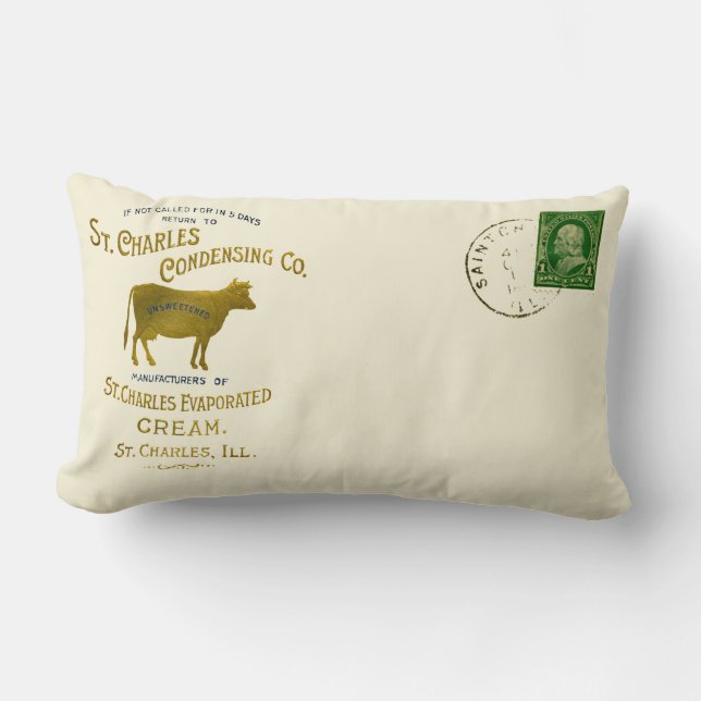 St Charles Illinois DAIRY COW MILK CREAM 1899 Lumbar Pillow (Front)