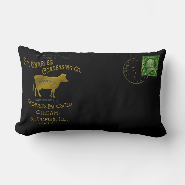 St Charles Illinois DAIRY COW MILK CREAM 1899 Lumbar Pillow (Front)