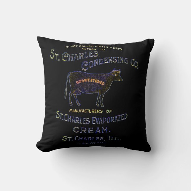 St Charles Illinois DAIRY COW MILK CREAM 1899 Throw Pillow (Front)