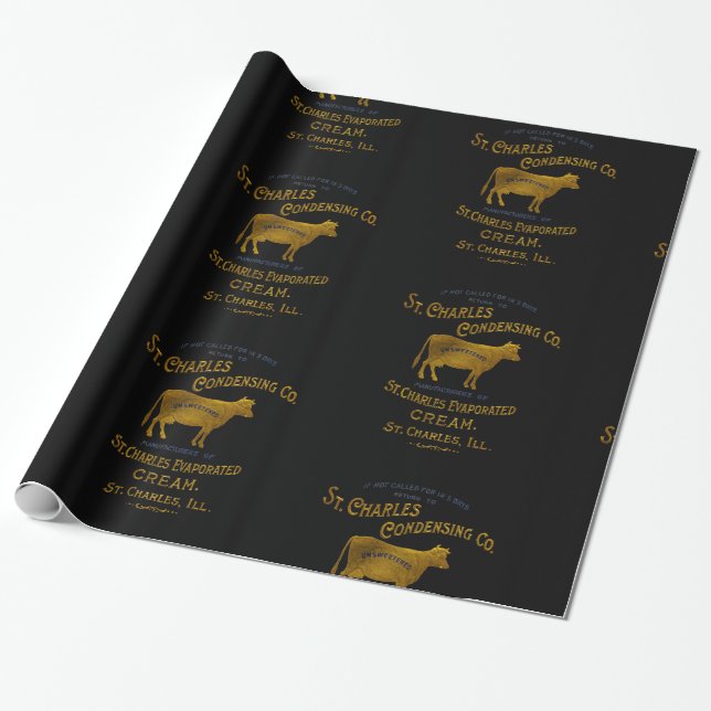St Charles Illinois DAIRY COW MILK CREAM 1899 Wrapping Paper (Unrolled)