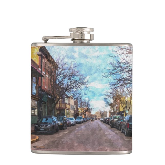 St Charles Main St Painterly Flask (Front)
