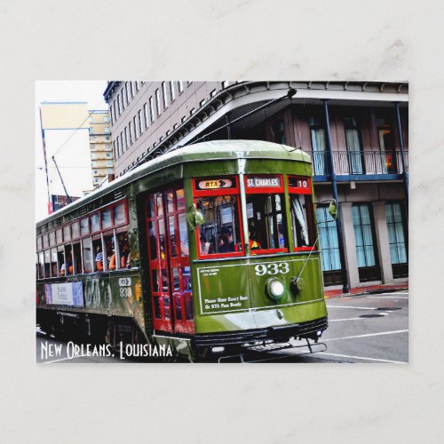 St Charles Streetcar in New Orleans LA Postcard