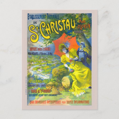 St Christau par Oloron France Vintage Poster 1900 Postcard