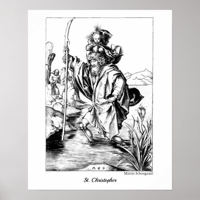 St. Christopher Adult Coloring Medieval Fine Art Poster (Front)