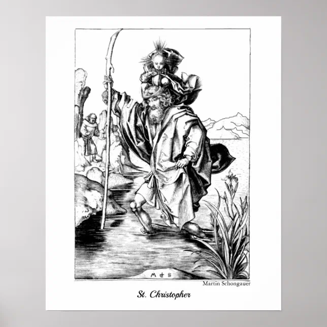St. Christopher Colouring In St. Christopher Adult Coloring Medieval Fine Art Poster | Zazzle
