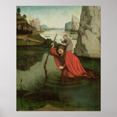 St Christopher Carrying the Christ Child Poster