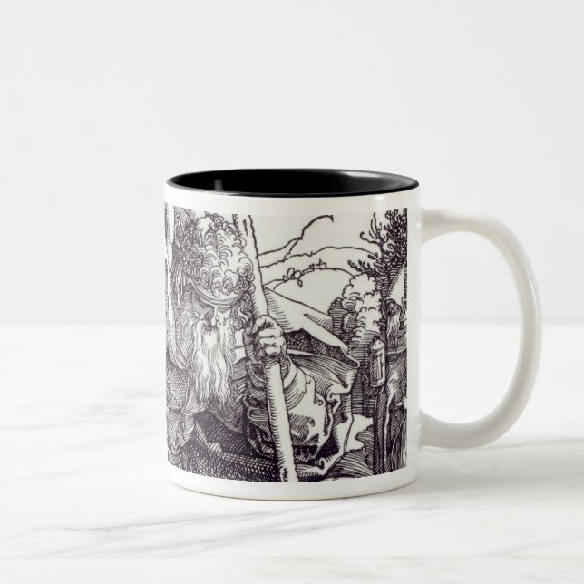 St.Christopher carrying the Infant Christ, 1511 Two-Tone Coffee Mug (Right)