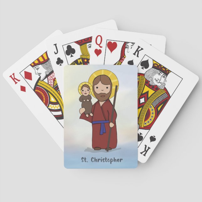 St. Christopher Feast Day Catholic Saint Poker Cards (Back)