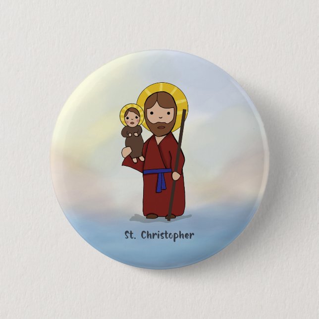 St. Christopher Feast Day Saint  Button (Front)