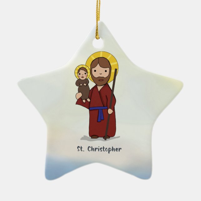 St. Christopher Feast Day Saint  Ceramic Ornament (Front)