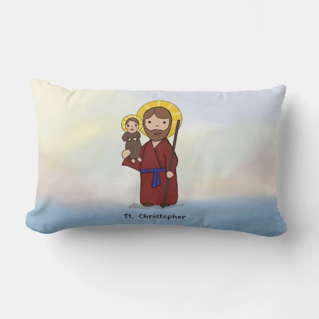 St. Christopher Feast Day Saint  Lumbar Pillow (Front)