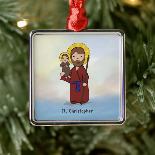 St. Christopher Feast Day Saint  Metal Ornament (Tree)