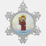 St. Christopher Feast Day Saint  Snowflake Pewter Christmas Ornament at Zazzle