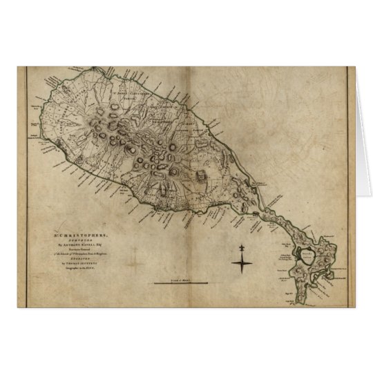 St. Christopher (St. Kitts), Caribbean Map Card