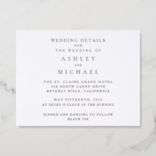 St. Claire Wedding Details Letterpress Enclosure Card