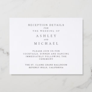 St. Claire Wedding Reception Details Letterpress Enclosure Card