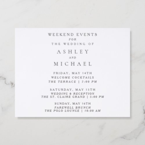 St. Claire | Wedding Weekend Events Letterpress Enclosure Card