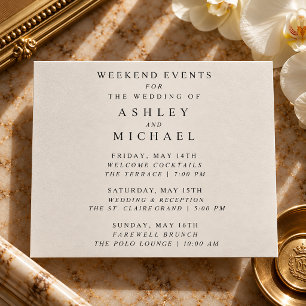 St. Claire Wedding Weekend Events Letterpress Enclosure Card