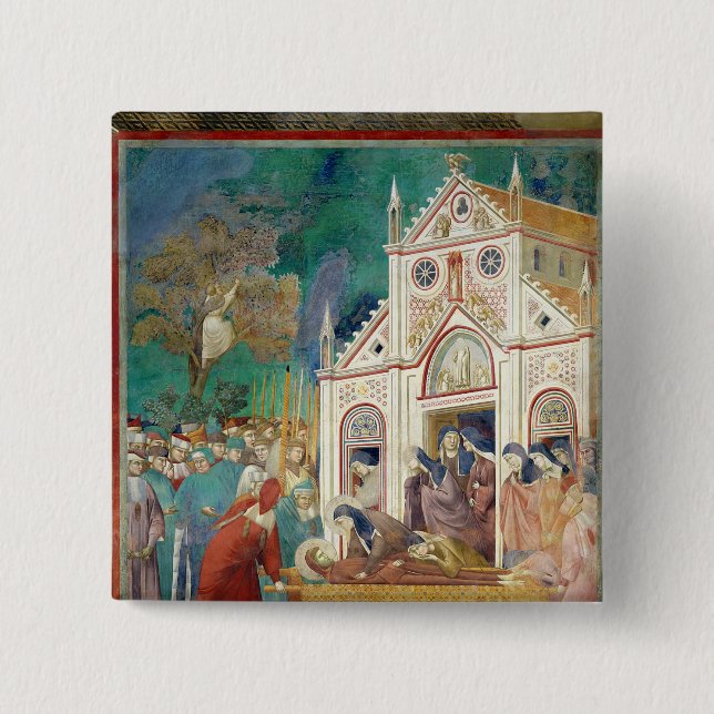 St. Clare Embraces the Body of St. Francis Pinback Button (Front)