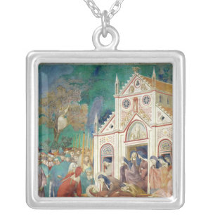 St. Clare Embraces the Body of St. Francis Silver Plated Necklace