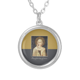 St. Clare of Assisi Feast Day Blessings Silver Plated Necklace
