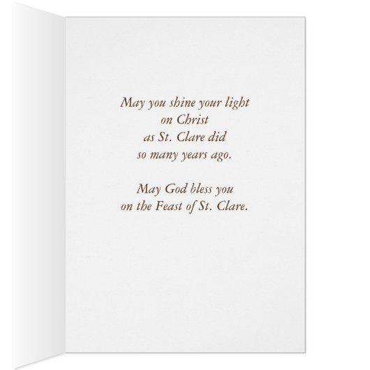 St. Clare of Assisi Holding Lantern Feast Day (Inside (Right))