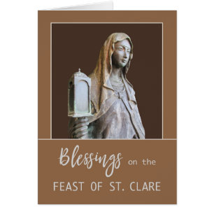 St. Clare of Assisi Holding Lantern Feast Day Cards