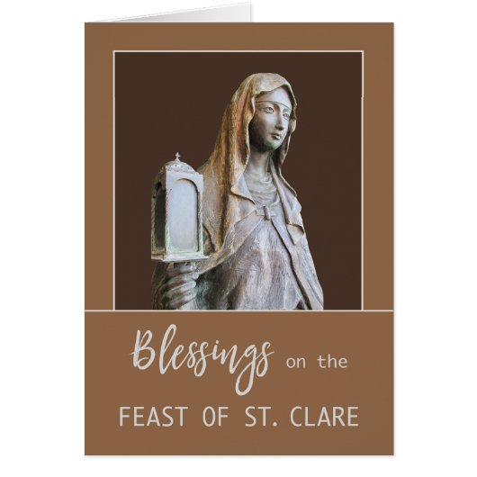 St. Clare of Assisi Holding Lantern Feast Day Cards (Front)