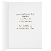 St. Clare of Assisi Holding Lantern Feast Day Cards (Inside (Right))