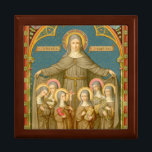 St. Clare of Assisi & Nuns (SAU 27) Gift Box<br><div class="desc">Antique NeoGothic image of St. Clare of Assisi and Her Spiritual Daughters from a late 19th century chromolithographic devotional print drawn by Baron Jean-Baptiste Bethune (1821-1894) and published by the Socièté de St. Augustin, Bruges, Belgium, in the designer’s private collection of religious ephemera. The nuns beneath St. Clare's mantle are...</div>