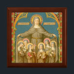 St. Clare of Assisi & Nuns (SAU 27) Gift Box<br><div class="desc">Antique NeoGothic image of St. Clare of Assisi and Her Spiritual Daughters from a late 19th century chromolithographic devotional print drawn by Baron Jean-Baptiste Bethune (1821-1894) and published by the Socièté de St. Augustin, Bruges, Belgium, in the designer’s private collection of religious ephemera. The nuns beneath St. Clare's mantle are...</div>