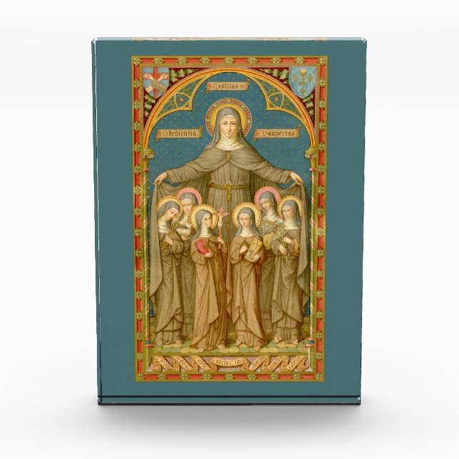 St. Clare of Assisi & Nuns (SAU 27) Paperweight or Award (Front)