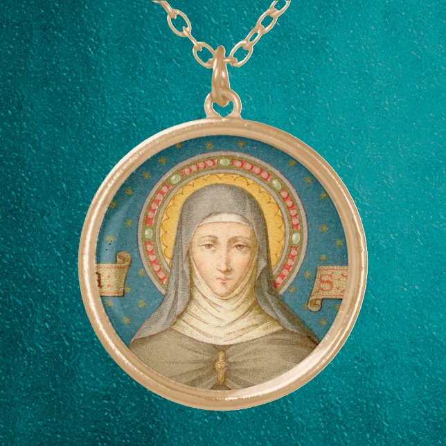 St. Clare of Assisi (SAU 027) Gold Plated Necklace (Creator Uploaded)