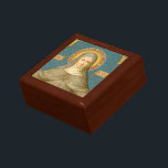 St. Clare of Assisi (SAU 027) Keepsake Box<br><div class="desc">Detail of an antique NeoGothic image of St. Clare of Assisi and Her Spiritual Daughters from a late 19th century chromolithographic devotional print drawn by Baron Jean-Baptiste Bethune (1821-1894) and published by the Socièté de St. Augustin,  Bruges,  Belgium,  in the designer’s private collection of religious ephemera.       Feast:  August 11</div>