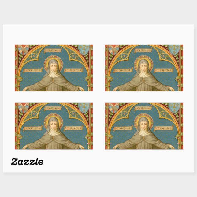 St. Clare of Assisi & Scrolls of Vows (SAU 027) Rectangular Sticker (Sheet)