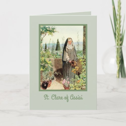 St Clare of Assisi Watering Flowers M 065 Card