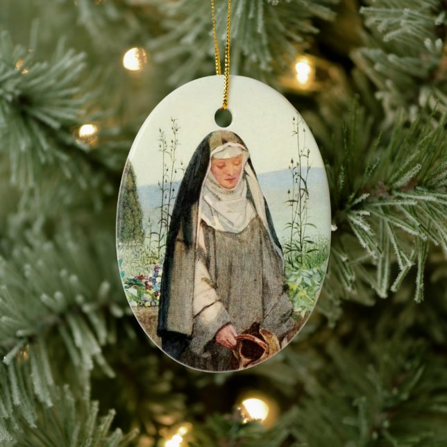 St Clare of Assisi Watering Flowers (M 065) Ceramic Ornament (Tree)