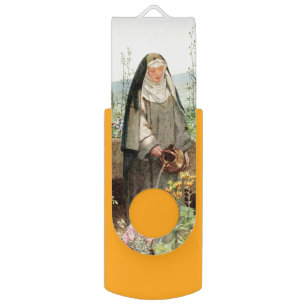 St Clare of Assisi Watering Flowers (M 065) Flash Drive