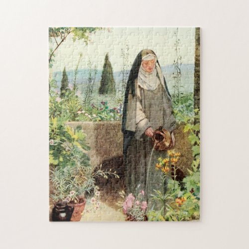 St Clare of Assisi Watering Flowers M 065 Jigsaw Puzzle