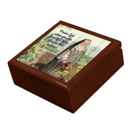 St Clare of Assisi Watering Flowers M 065 Quote Gift Box