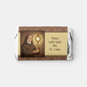 St. Clare of Assisi with Monstrance Brown Damask Hershey's Miniatures