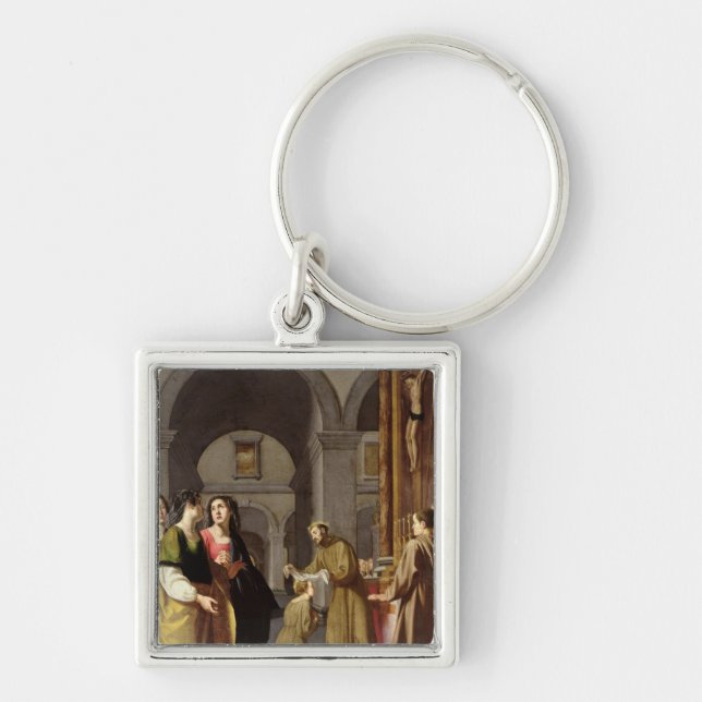 St. Clare Receiving the Veil from St. Francis Keychain (Front)