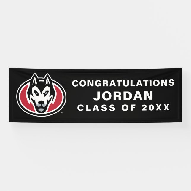 St. Cloud State Huskies Mascot Head Logo Banner (Horizontal)
