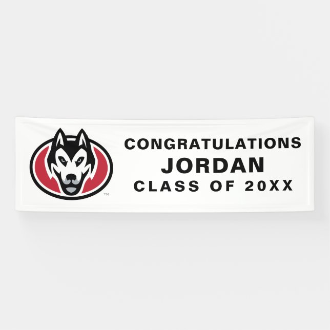 St. Cloud State Huskies Mascot Head Logo Banner (Horizontal)