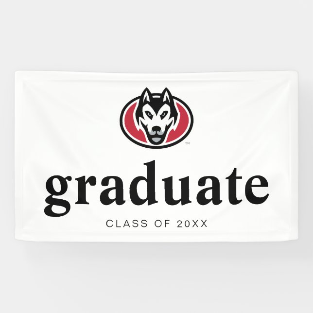 St. Cloud State Huskies Mascot Head Logo Banner (Horizontal)