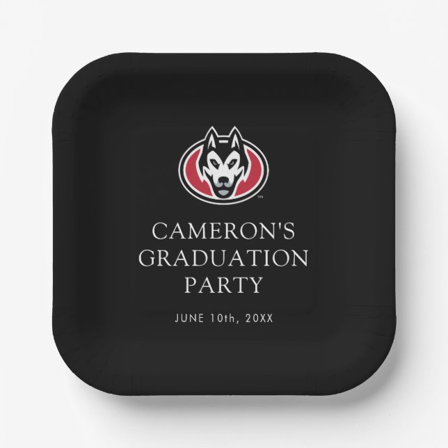 St. Cloud State Huskies Mascot Head Logo Paper Plates (Front)