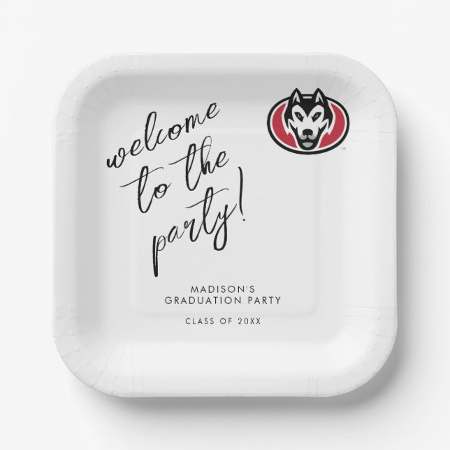 St. Cloud State Huskies Mascot Head Logo Paper Plates (Front)
