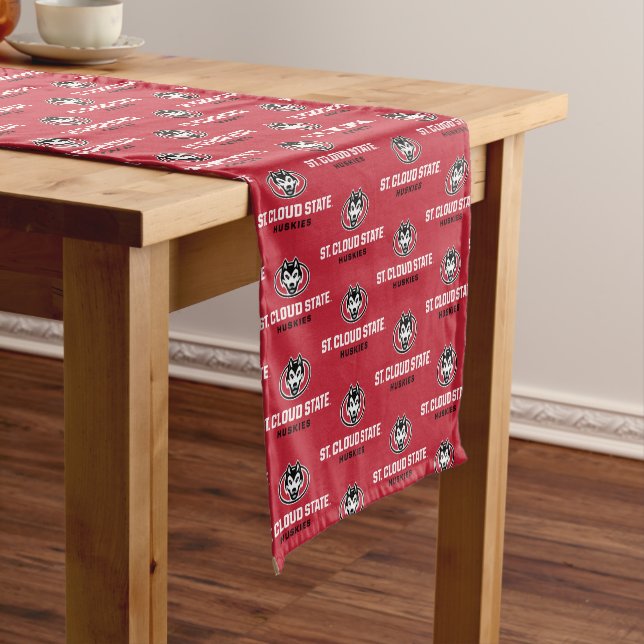 St. Cloud State Huskies Mascot Logo & Text Short Table Runner (In Situ)